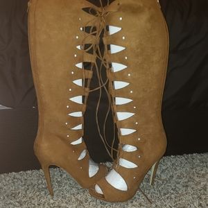 Knee High Open Toe Heeled Boots